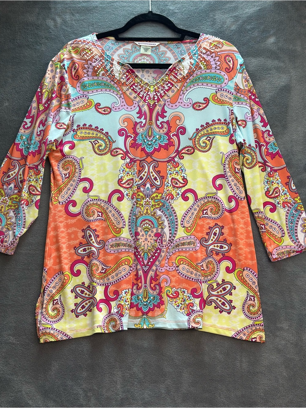 Allison Daley Multi-Color Paisley V-Neck Tunic